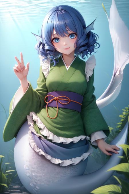 00032-2465311755-(masterpiece, best quality_1.2), , underwater, solo, 1girl, wakasagihime, smile, looking at viewer, mermaid, blue hair, drill ha.jpg